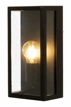 Arendal Vegglampe Utendørs IP44 E27 - Svart/Klart Glass