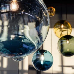 Arkivlampe 4014 40 Cm - Blå - Messing -Lightup Butikk Arkivlampe 4014 40 cm Bla Messing Takpendler Hadeland Glassverk Hak HG400 4014 1003 MESSING 3