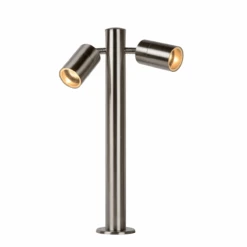 Arne Pullert Utendørs 2 Arm IP44 GU10 50 Cm - Satin Krom -Lightup Butikk Arne pullert utendors 2 arm IP44 GU10 50 cm Satin Krom Utebelysning pullert Lucide lc148671012 4