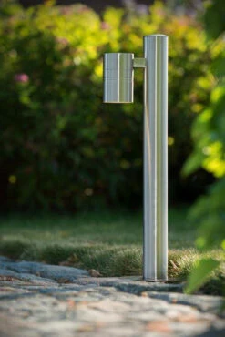 Arne Pullert Utendørs IP44 GU10 50 Cm - Satin Krom -Lightup Butikk Arne pullert utendors IP44 GU10 50 cm Satin Krom Utebelysning pullert Lucide lc148674912 4