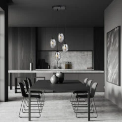 Astral Rondell Takpendel 4-lys - Svart/Røykfarget -Lightup Butikk Astral rondell takpendel 4 lys SvartRoykfarget Takpendler Emibig 12664PREM 4