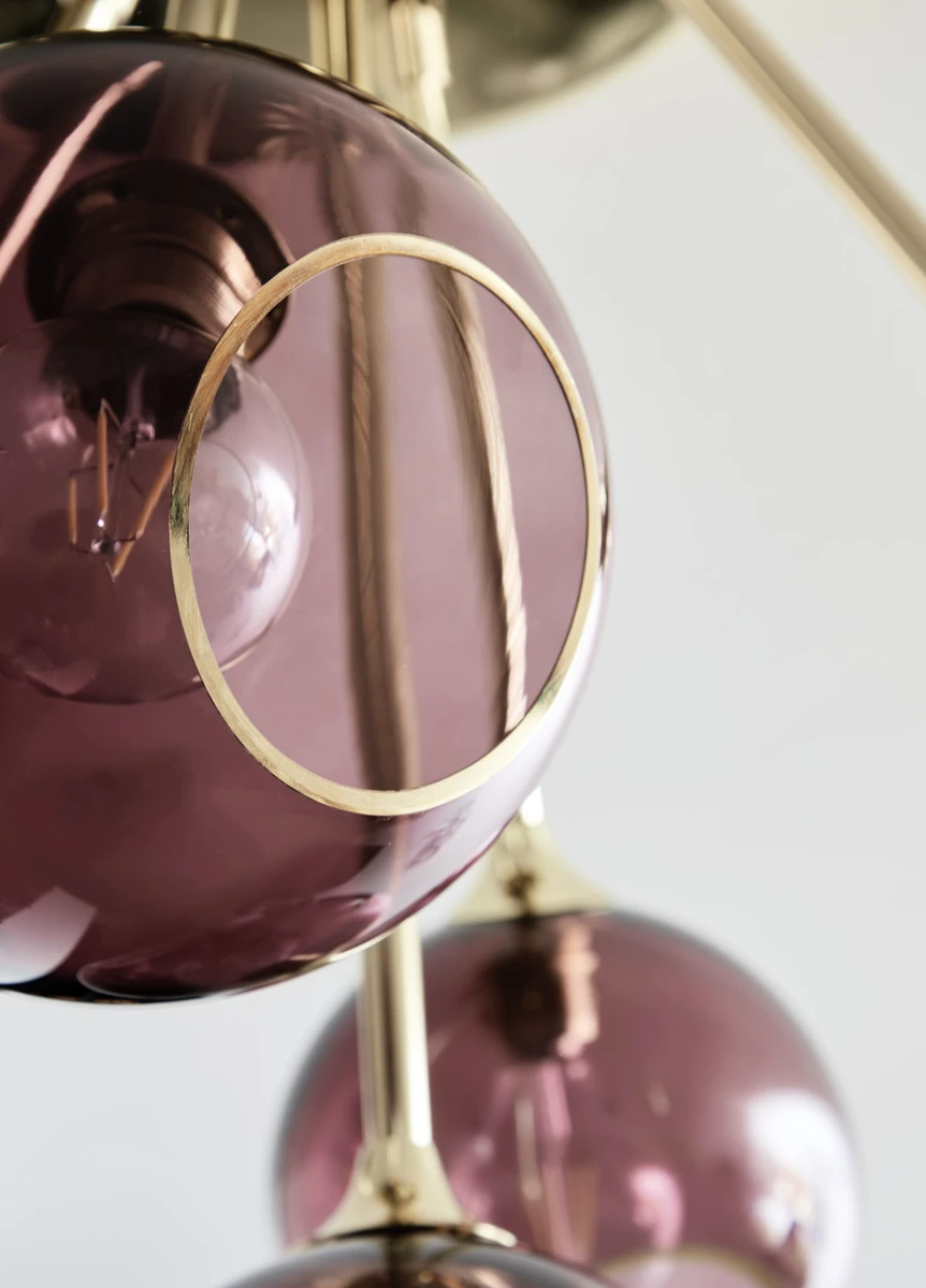 Ballroom Molecule Taklampe - Messing Base/rosa Glass 4 Ballroom Molecule Taklampe - Messing Base/rosa Glass - Bilde 2