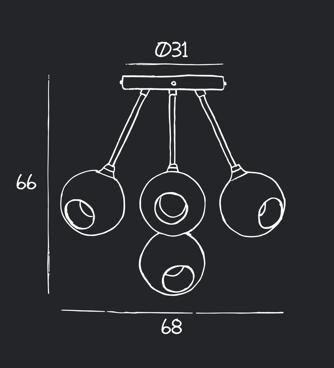 Ballroom Molecule Taklampe - Messing Base/rosa Glass 6 Ballroom Molecule Taklampe - Messing Base/rosa Glass - Bilde 4