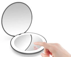 Beauty Hand Oppladbart Sminkespeil Med Lys - Svart