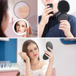 Beauty Hand Oppladbart Sminkespeil Med Lys - Svart -Lightup Butikk Beauty Hand oppladbart sminkespeil med lys Svart Baderomsbelysning sminkespeil NorDesign 53605305 4