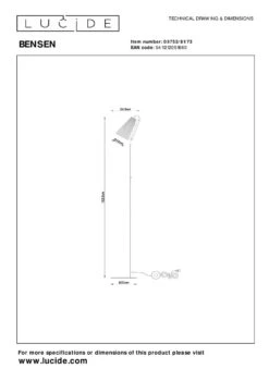 Bensen Gulvlampe 152,5 Cm 11 Bensen Gulvlampe 152,5 Cm -Lightup Butikk Bensen gulvlampe 1525 cm Gulvlamper Lucide LC057538173 5