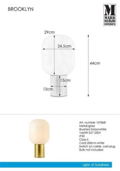 Markslöjd Brooklyn Bordlampe Messing/Opalhvit - Messing / Opal 11 Markslöjd Brooklyn Bordlampe Messing/Opalhvit - Messing / Opal -Lightup Butikk Brooklyn bordlampe messingOpalhvit Messing Opal Bordlamper Markslojd Mrk 107868 5