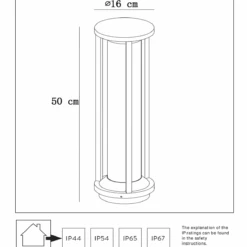 Cadix Pullert 50cm - Svart -Lightup Butikk Cadix Pullert 50cm Svart Utebelysning pullert Lucide LC158045030 5