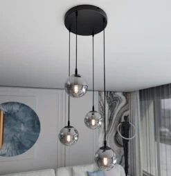 Cosmo Rondell Takpendel 4 Lys - Svart/Røykfarget -Lightup Butikk Cosmo rondell takpendel 4 lys SvartRoykfarget Takpendler Emibig 7124PREM 3