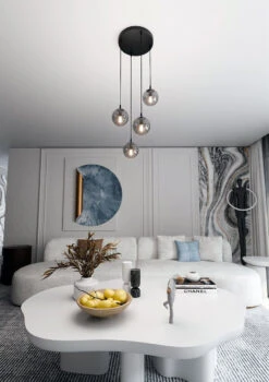 Cosmo Rondell Takpendel 4 Lys - Svart/Røykfarget -Lightup Butikk Cosmo rondell takpendel 4 lys SvartRoykfarget Takpendler Emibig 7124PREM 6