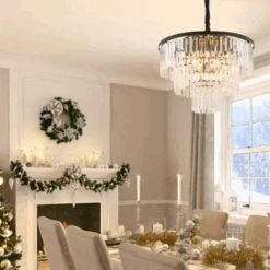 Cristal Lysekrone M - Svart