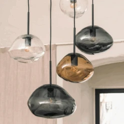 Crystal Stone Ø25 - Kakao / Svart -Lightup Butikk Crystal Stone O25 Kakao Svart Takpendler Hadeland Glassverk Hak 250 CS 2053 Svart 4