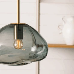 Crystal Stone Ø25 - Røkgrå / Messing -Lightup Butikk Crystal Stone O25 Rokgra Messing Takpendler Hadeland Glassverk Hak 250 CS 2233 Messing 3