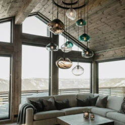 Crystal Stone Ø30 - Oliven / Svart -Lightup Butikk Crystal Stone O30 Oliven Svart Takpendler Hadeland Glassverk Hak 300 CS 1004 Svart 4