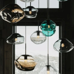 Crystal Stone Ø35 - Blågrønn / Messing -Lightup Butikk Crystal Stone O35 Blagronn Messing Takpendler Hadeland Glassverk Hak 350 CS 2029 messing 3