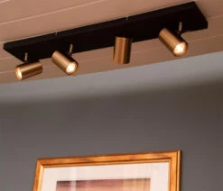 Cuba Spotrekke Med 4 Lys - Svart/Messing