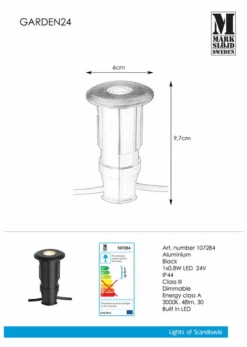 Markslöjd Decklight 0,8W - Garden 24 - Svart -Lightup Butikk Decklight 08W Garden 24 Svart Utebelysning Garden 24 Markslojd Mrk 107284 3