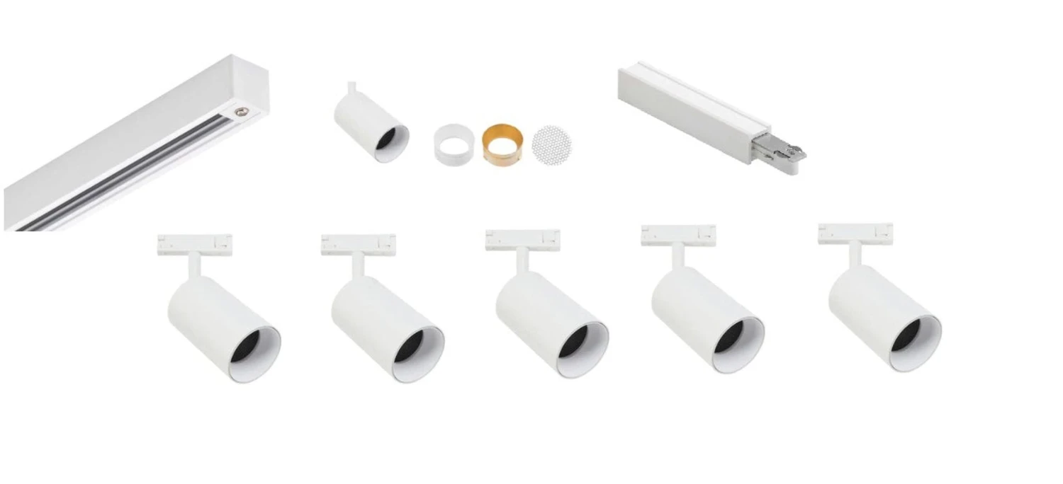Designline Tube Pro Komplett 1,9 Meter Spotskinne Med 5 Spotter GU10 - Hvit 5 Designline Tube Pro Komplett 1,9 Meter Spotskinne Med 5 Spotter GU10 - Hvit - Bilde 3