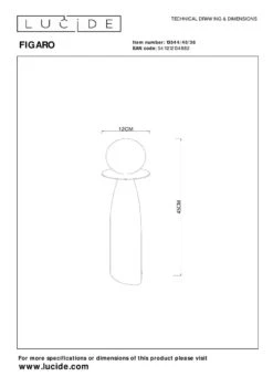 Figaro Bordlampe 45 Cm -Lightup Butikk Figaro bordlampe 45 cm Bordlamper Lucide LC135444536 6