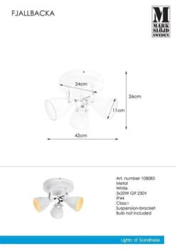 Markslöjd Fjellbacka Taklampe IP44 - Hvit - Hvit -Lightup Butikk Fjellbacka taklampe IP44 Hvit Hvit Taklamper Markslojd Mrk 108083 3