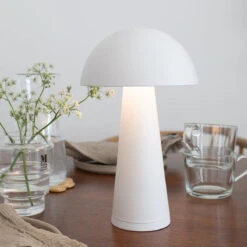 Markslöjd Fungi Oppladbar Bordlampe - Hvit