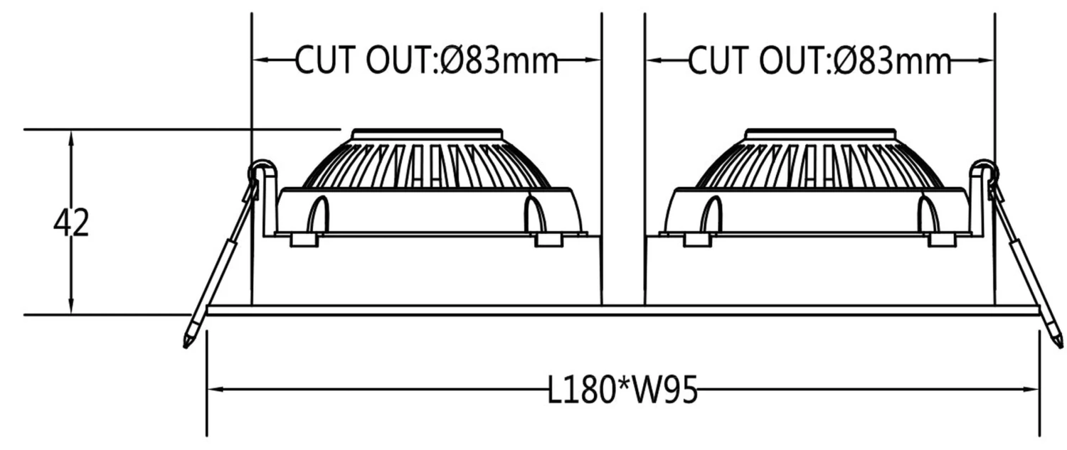 Georgia 360 Lavtbyggende Downlight Dobbel 2x7W 3000K RA97 Dimbar IP44 - Svart 4 Georgia 360 Lavtbyggende Downlight Dobbel 2x7W 3000K RA97 Dimbar IP44 - Svart - Bilde 2