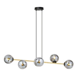 Gravity Takpendel 6-lys - Svart/Røyk/Gullfarget