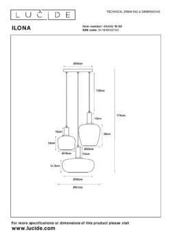 Ilona Rondell Takpendel 3-lys -Lightup Butikk Ilona rondell takpendel 3 lys Takpendler Lucide LC454081399 6