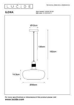 Ilona Takpendel 30 Cm -Lightup Butikk Ilona takpendel 30 cm Takpendler Lucide LC454083062 7