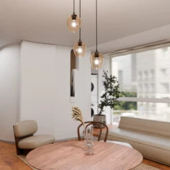 Istar Rondell Takpendel 3 Lys - Svart/Amberfarget