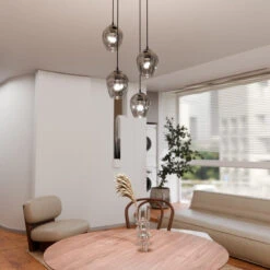 Istar Rondell Takpendel 4 Lys - Svart/Røykfarget