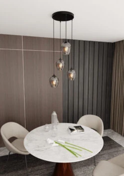 Istar Rondell Takpendel 4 Lys - Svart/Røykfarget -Lightup Butikk Istar rondell takpendel 4 lys SvartRoykfarget Takpendler Emibig 6804PREM 6