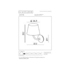 Justin Vegglampe - Svart -Lightup Butikk Justin vegglampe Svart Utebelysning vegg veggskjold Lucide LC278880730 3