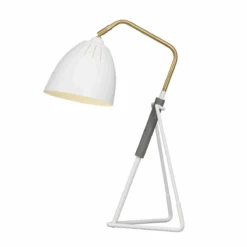 Lean Bordlampe - Hvit/Rå Messing