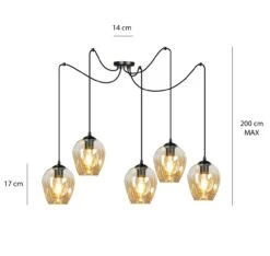 Level Takpendel 5 Lys - Svart/Amberfarget -Lightup Butikk Level takpendel 5 lys SvartAmberfarget Takpendler Emibig 7585 7