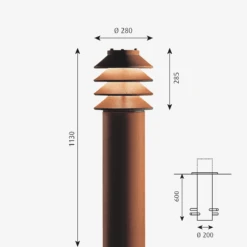 Louis Poulsen Bysted Pullert M/Fotplate- Corten -Lightup Butikk Louis Poulsen Bysted Pullert MFotplate Corten Utebelysning pullert Louis Poulsen LP 5747400926 4