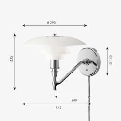 Louis Poulsen PH 3/2 Vegglampe Hvitt Opalt Glass - Krom / Opal -Lightup Butikk Louis Poulsen PH 32 Vegglampe Hvitt opalt glass Krom Opal Vegglamper Louis Poulsen LP 5743142806 3