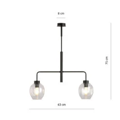 Lukka Takpendel 2 Lys- Svart/Klart Glass -Lightup Butikk Lukka takpendel 2 lys SvartKlart glass Takpendler Emibig 11642 5