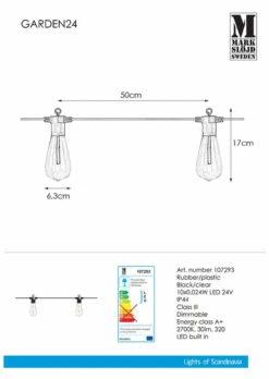 Markslöjd Lysslynge 10 Lys Stor - Garden 24 - Svart -Lightup Butikk Lysslynge 10 lys stor Garden 24 Svart Utebelysning Garden 24 Markslojd Mrk 107293 16