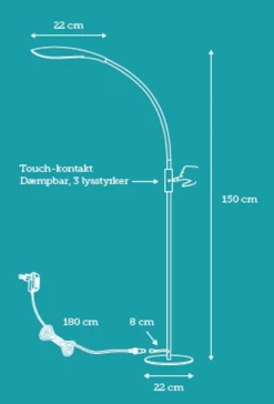 Mamba Gulvlampe 5,5W 3000K 3 Step Dim - Svart -Lightup Butikk Mamba gulvlampe 55W 3000K 3 step dim Svart Gulvlamper Nielsen Light NL 351840 5