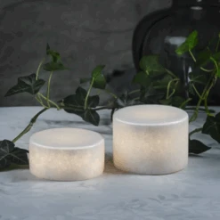 Marble Hvit Bordlampe Batteridrevet M/timer - Small