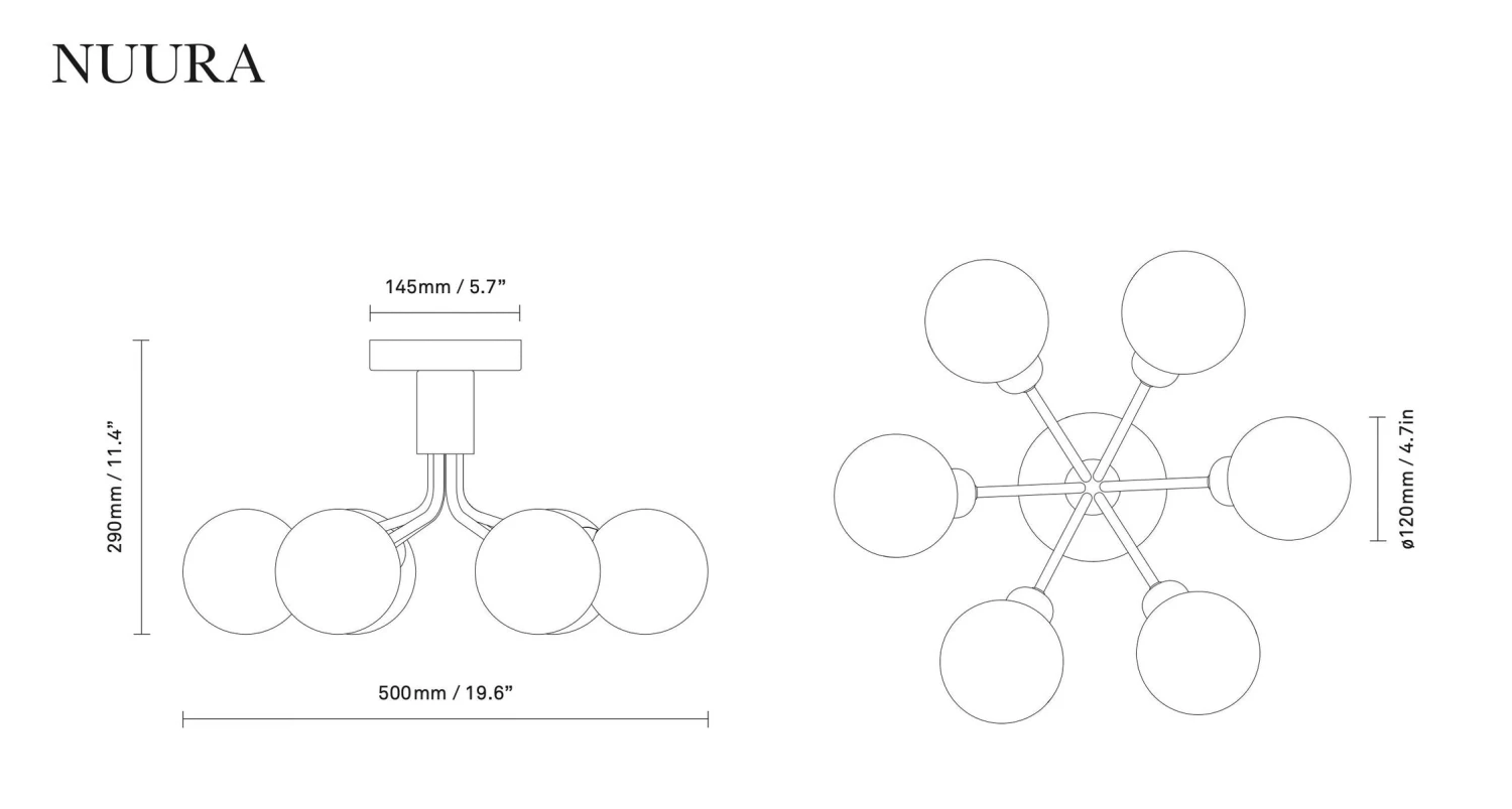 Nuura Apiales 6 Taklampe - Satengsort / Optic Røyket Glass 6 Nuura Apiales 6 Taklampe - Satengsort / Optic Røyket Glass - Bilde 4