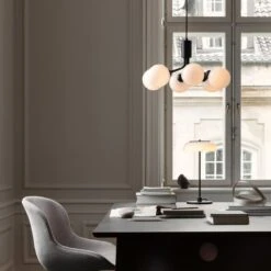 Nuura Apiales 6 Taklampe Satin Svart / Opal