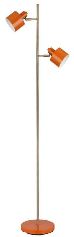 Ocean Gulvlampe 2-lys 160 Cm - Oransje/Messingfarget