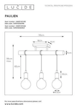 Pauline Taklampe 3 Lys - Blå -Lightup Butikk Pauline taklampe 3 lys Bla Taklamper Lucide LC081270335 6