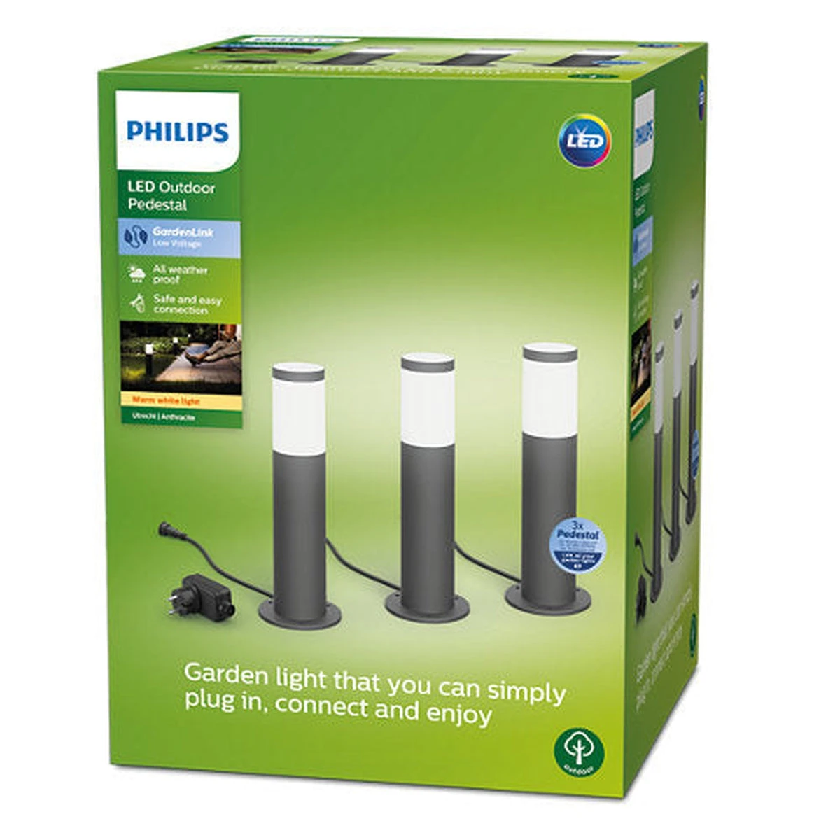 Philips Gardenlink 34,9 Cm Pullert 2700K 6W IP44 3-pakning - Antrasitt - 12Volt 6 Philips Gardenlink 34,9 Cm Pullert 2700K 6W IP44 3-pakning - Antrasitt - 12Volt - Bilde 4
