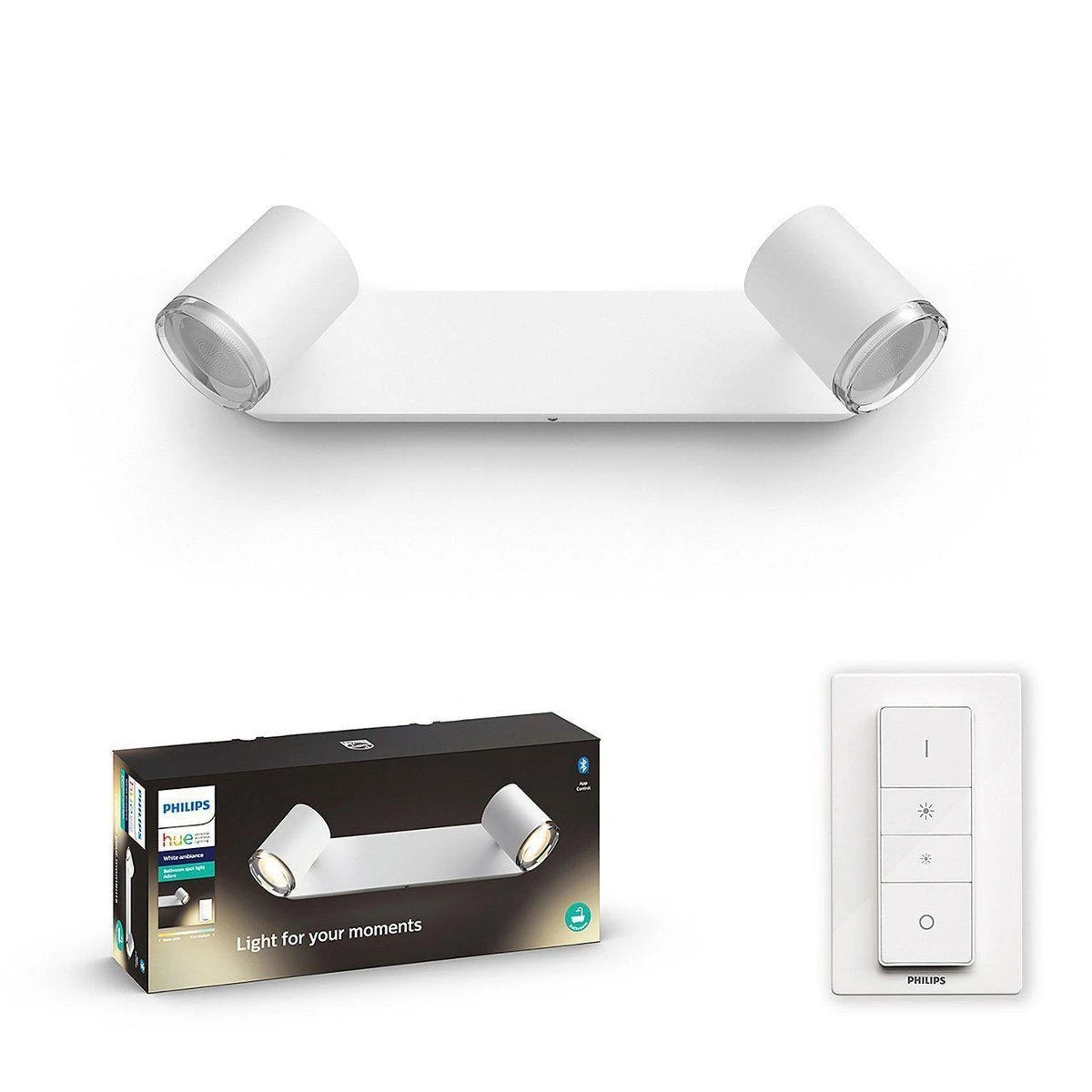 Philips Hue Adore Vegglampe 2 Lys Baderom IP44 White Ambiance - Hvit 3 Philips Hue Adore Vegglampe 2 Lys Baderom IP44 White Ambiance - Hvit