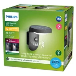 Philips Tyla Vegglampe 1,2W 3000 Kelvin IP44 Solcelledrevet Med Dag/natt Og Bevegelses Sensor -Lightup Butikk Philips Tyla vegglampe 12W 3000 Kelvin IP44 solcelledrevet med dagnatt og bevegelses sensor Utebelysning vegg klassisk Philips 929003260301 7