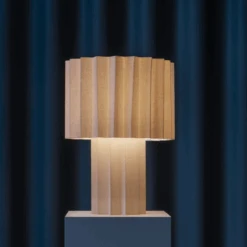 Plissé Bordlampe - Hvit