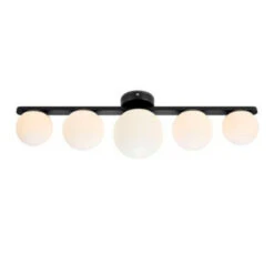 Markslöjd Puro Tak/vegglampe IP44 - Svart/opal - Svart / Opal